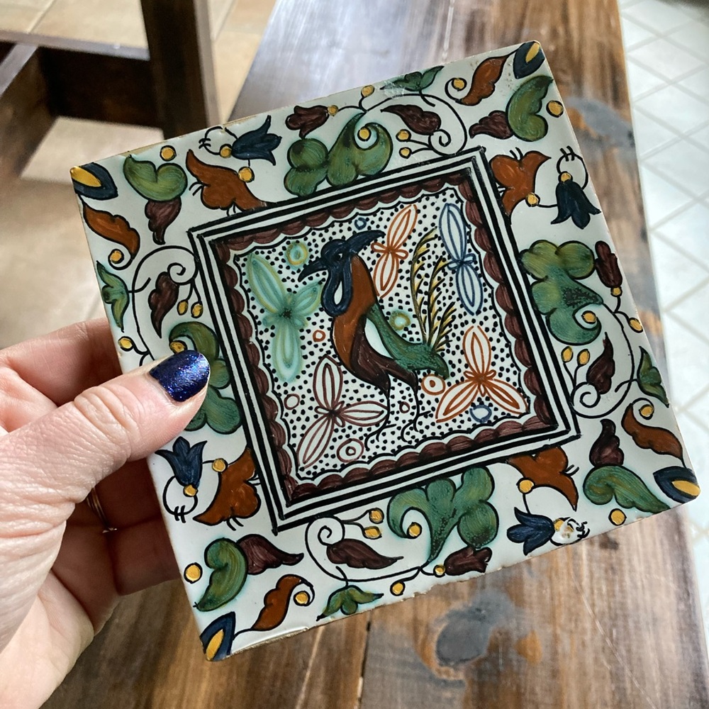 Conimbriga Portuguese 4”x4” Square Tile / Bird Animal Mix 2 - Excellent and Rare